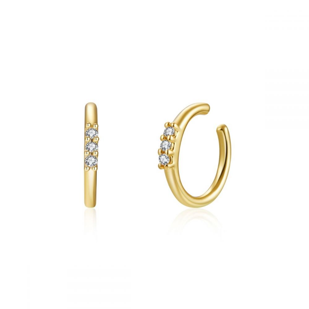 Ear Cuff made from White Zircon-Gold Plated 18k with diamonds