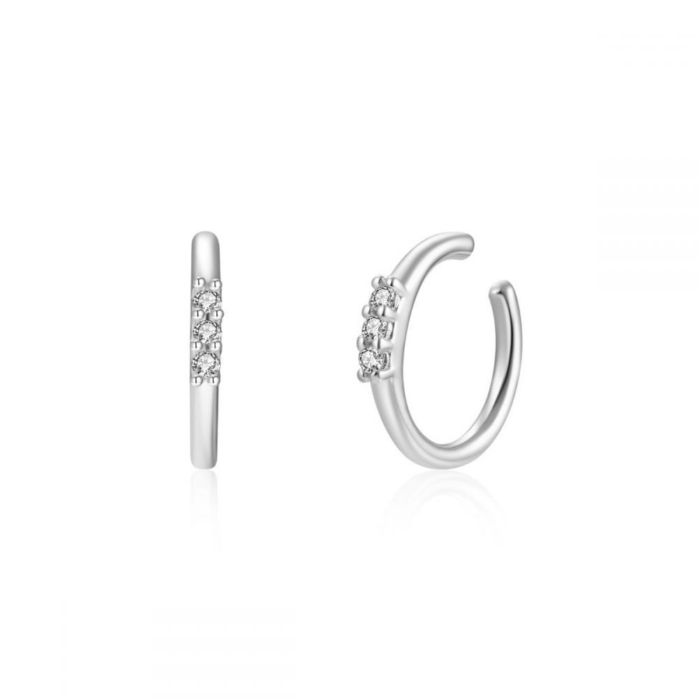  Ear Cuff made from White Zircon-Silver Plated 18k with diamonds