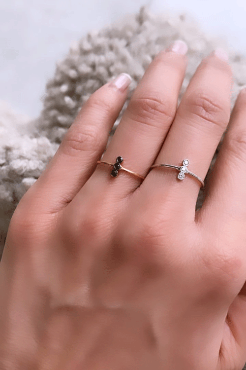 Vertical White Diamond Ring